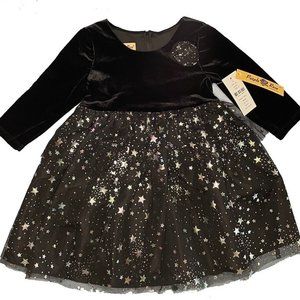 Purple Rose Size 5 - Velvety Black Dress with Star Studded Layered Tulle Skirt